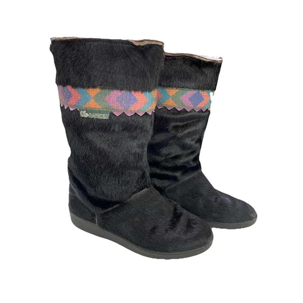 Garden Sport Womens Calf Hair Fur Winter Boots Size 38 Made In Italy Artsy Warm